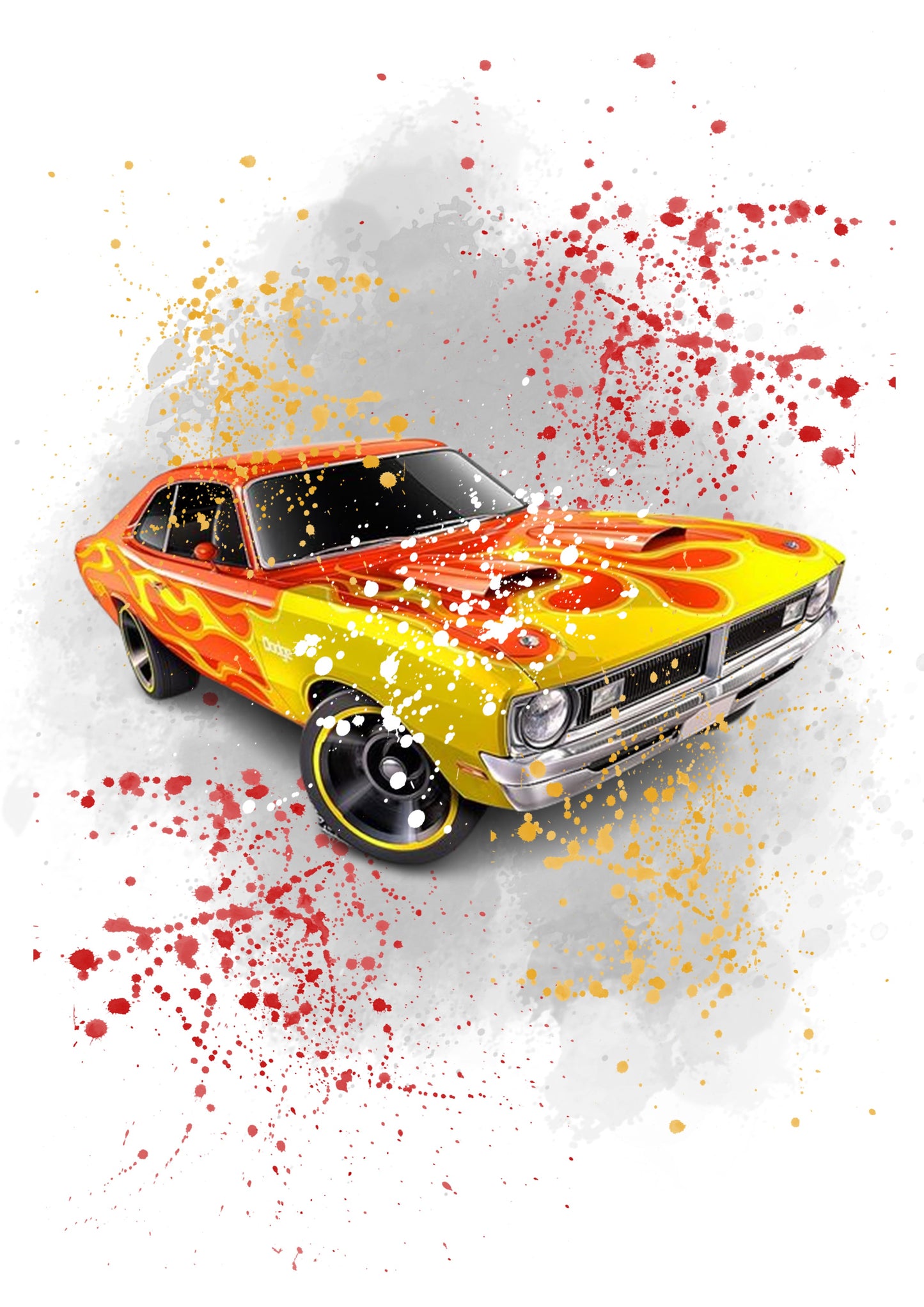 Hot Wheels Muscle Cars Watercolour Splash Second Set of 4 Prints Wall Art