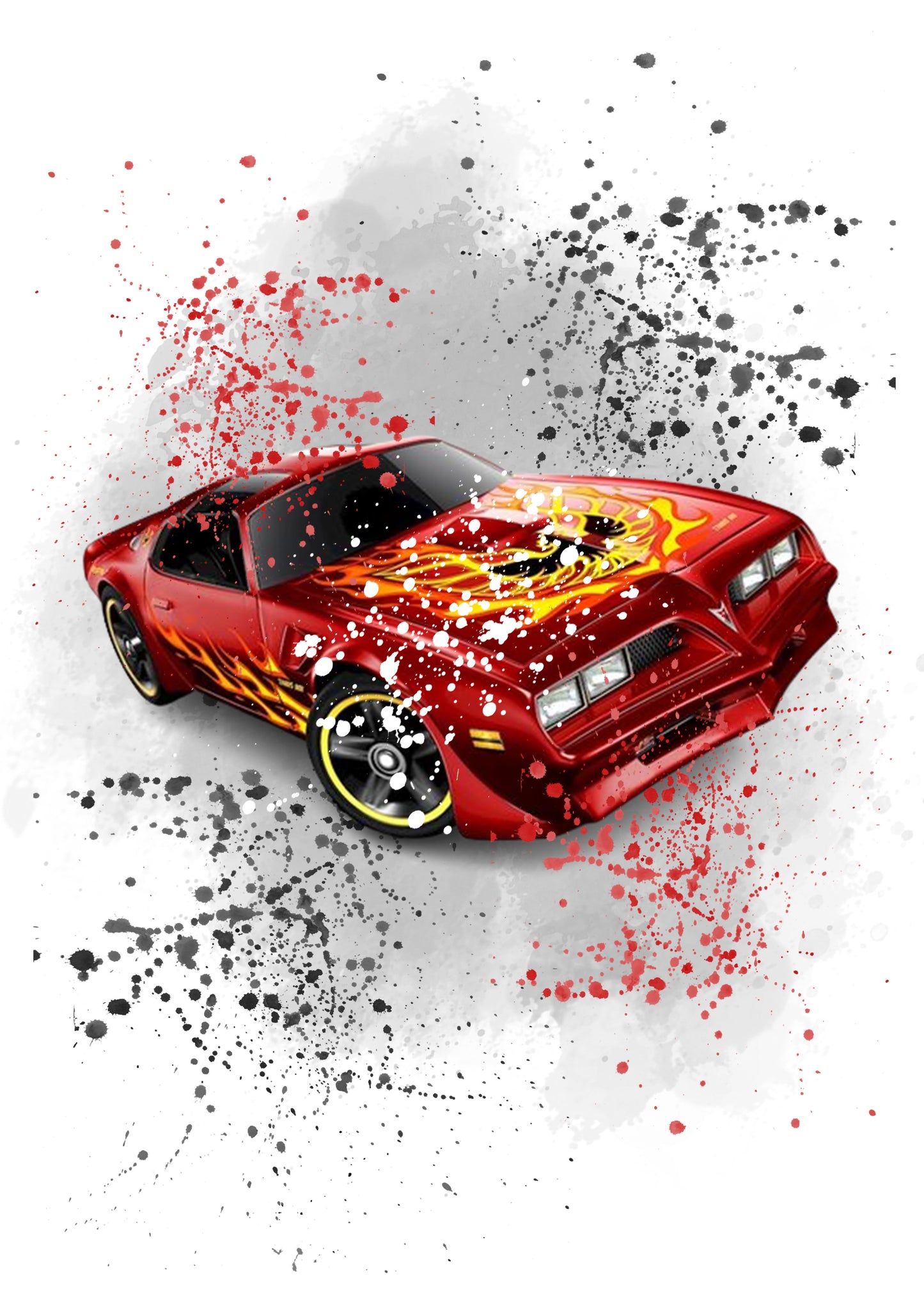 Hot Wheels Muscle Cars Watercolour Splash Second Set of 4 Prints Wall Art