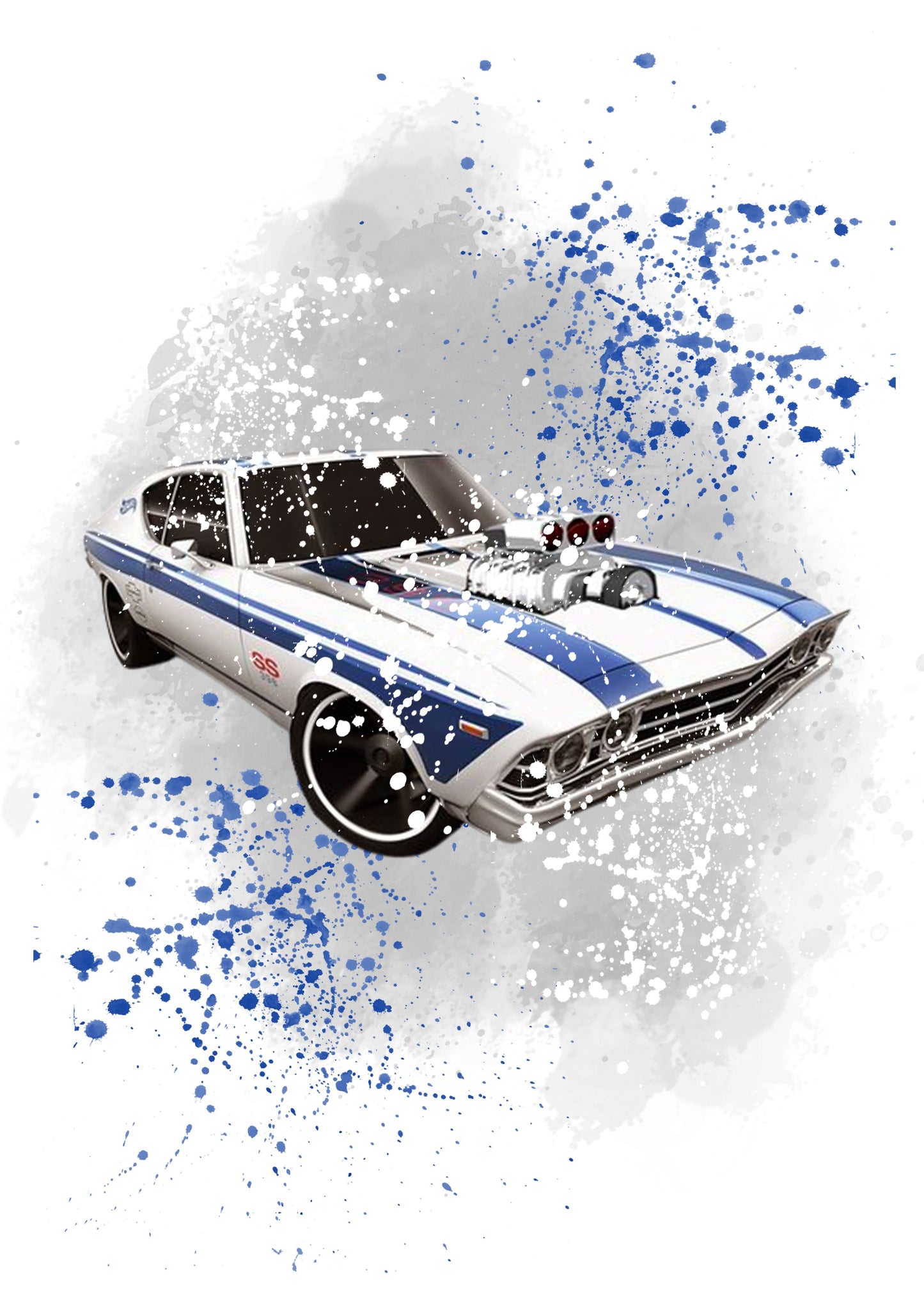 Hot Wheels Muscle Cars Watercolour Splash Second Set of 4 Prints Wall Art