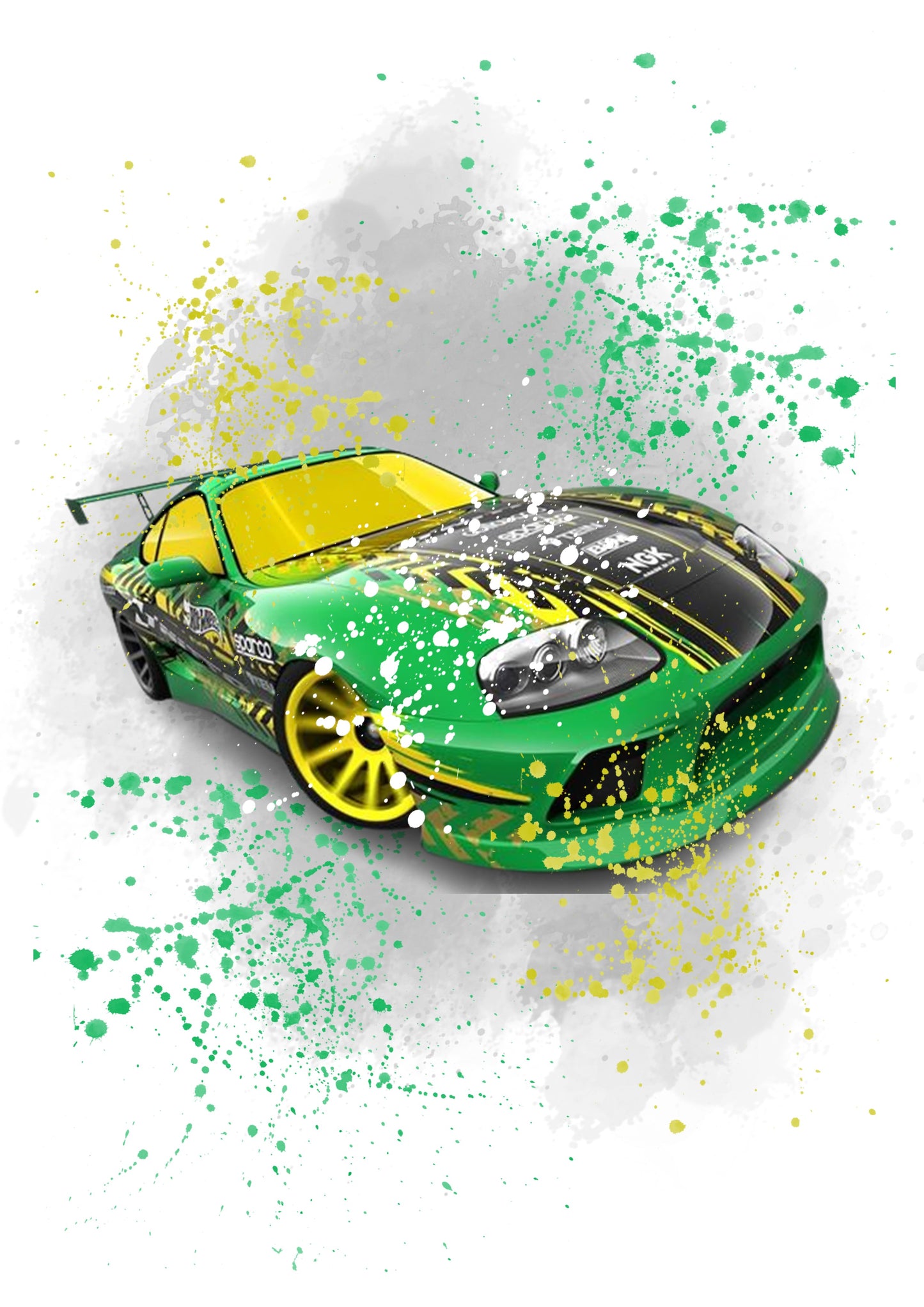 Hot Wheels Muscle Cars Watercolour Splash Second Set of 4 Prints Wall Art