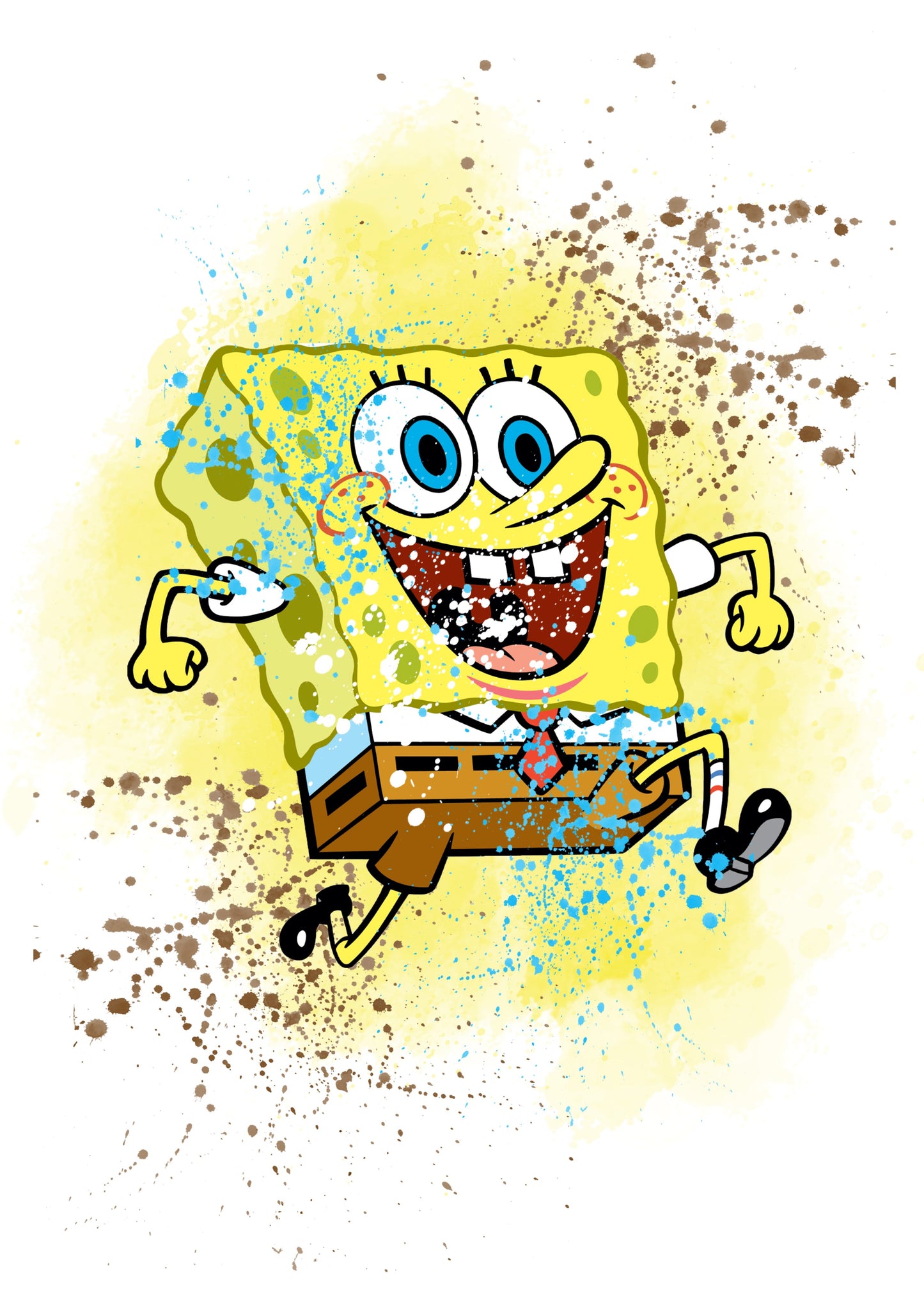 Spongebob Squarepants Watercolour Splash Set of 4 Prints Wall Art