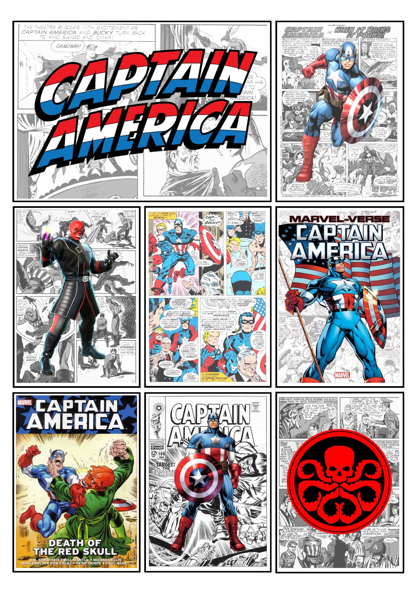 Marvel Captain America Comic Strip Set of 4 Prints Art Work