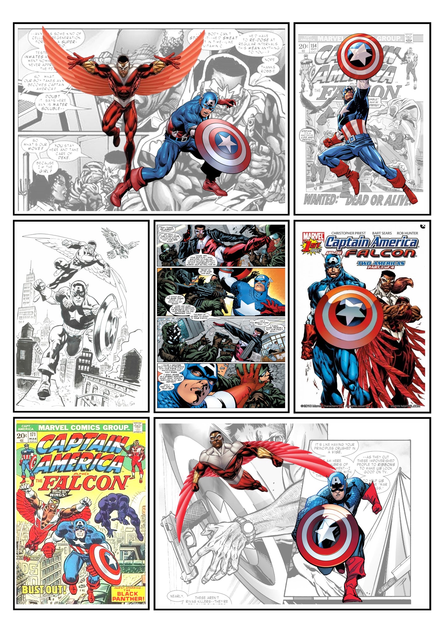 Marvel Captain America Comic Strip Set of 4 Prints Art Work