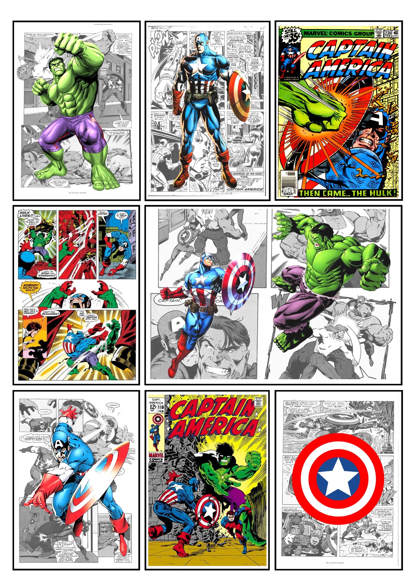 Marvel Captain America Comic Strip Set of 4 Prints Art Work