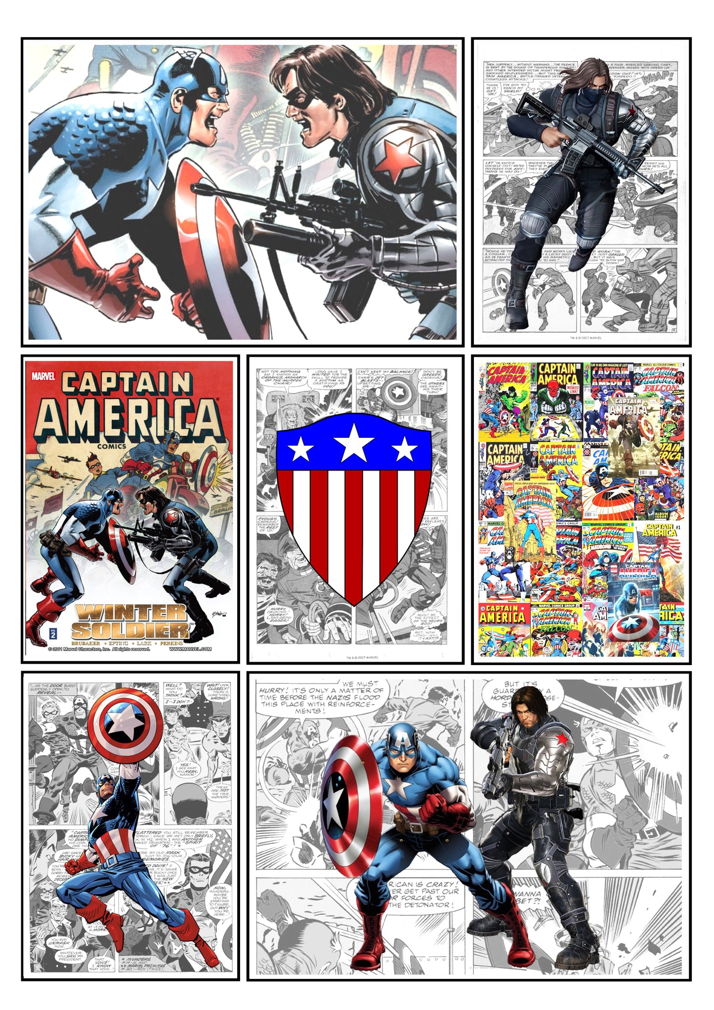 Marvel Captain America Comic Strip Set of 4 Prints Art Work