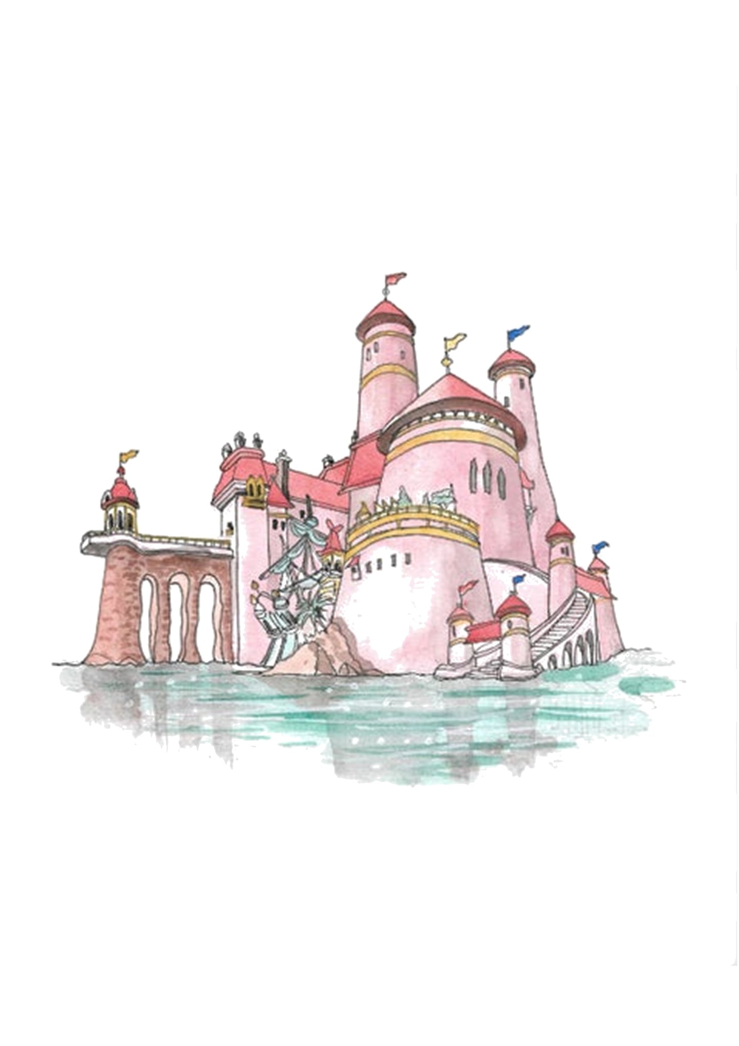 Disney Princess Castle Watercolour Set of 6 Prints Wall Art