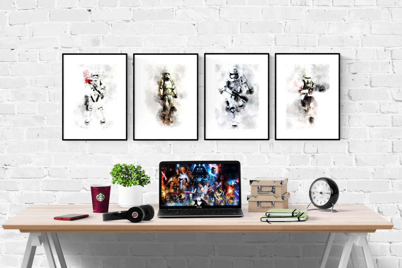 Star Wars Stormtrooper Watercolour Set of 4 Prints Wall Art