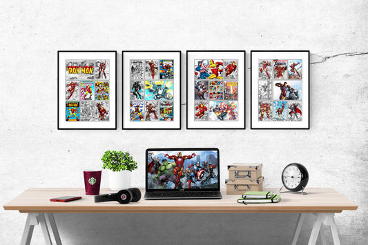 Marvel Iron Man Comic Strip Set of 4 Prints Art Work