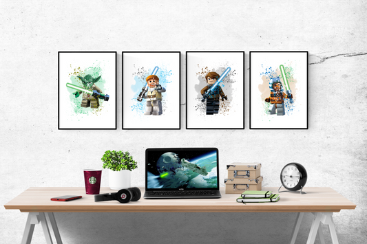 Star Wars Lego Jedi Watercolour Set of 4 Prints Wall Art