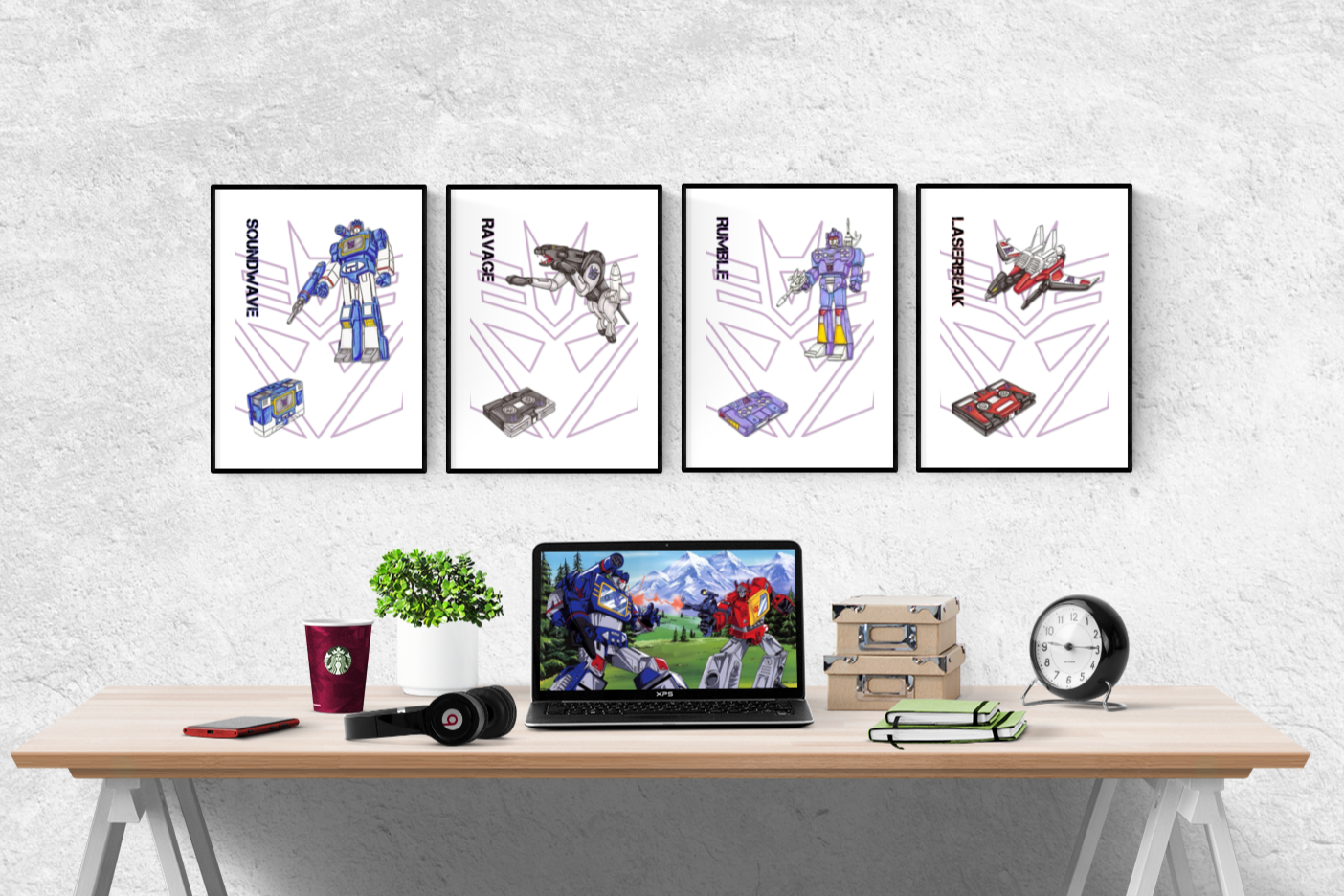 Transformers Movie Soundwave Character Set of 4 Prints Wall Art