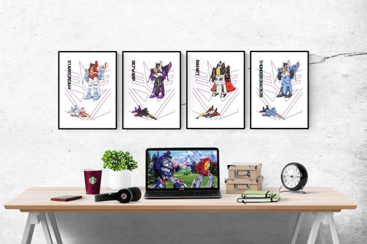 Transformers Movie Decepticon Plane Characters Set of 4 Prints Wall Art