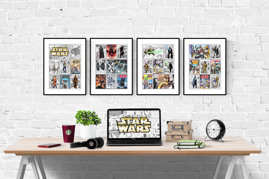 Star Wars Comic Page Style Set of 4 Prints Wall Art