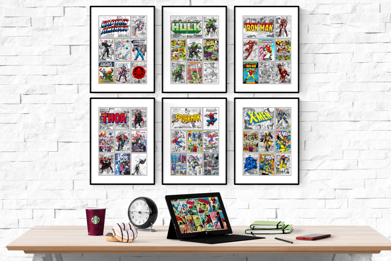 Marvel Comic Style Set of 6 Prints Art Work