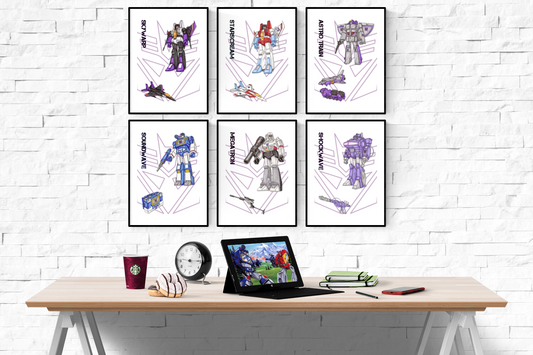 Transformers Movie Decepticon Character Set of 6 Prints Wall Art