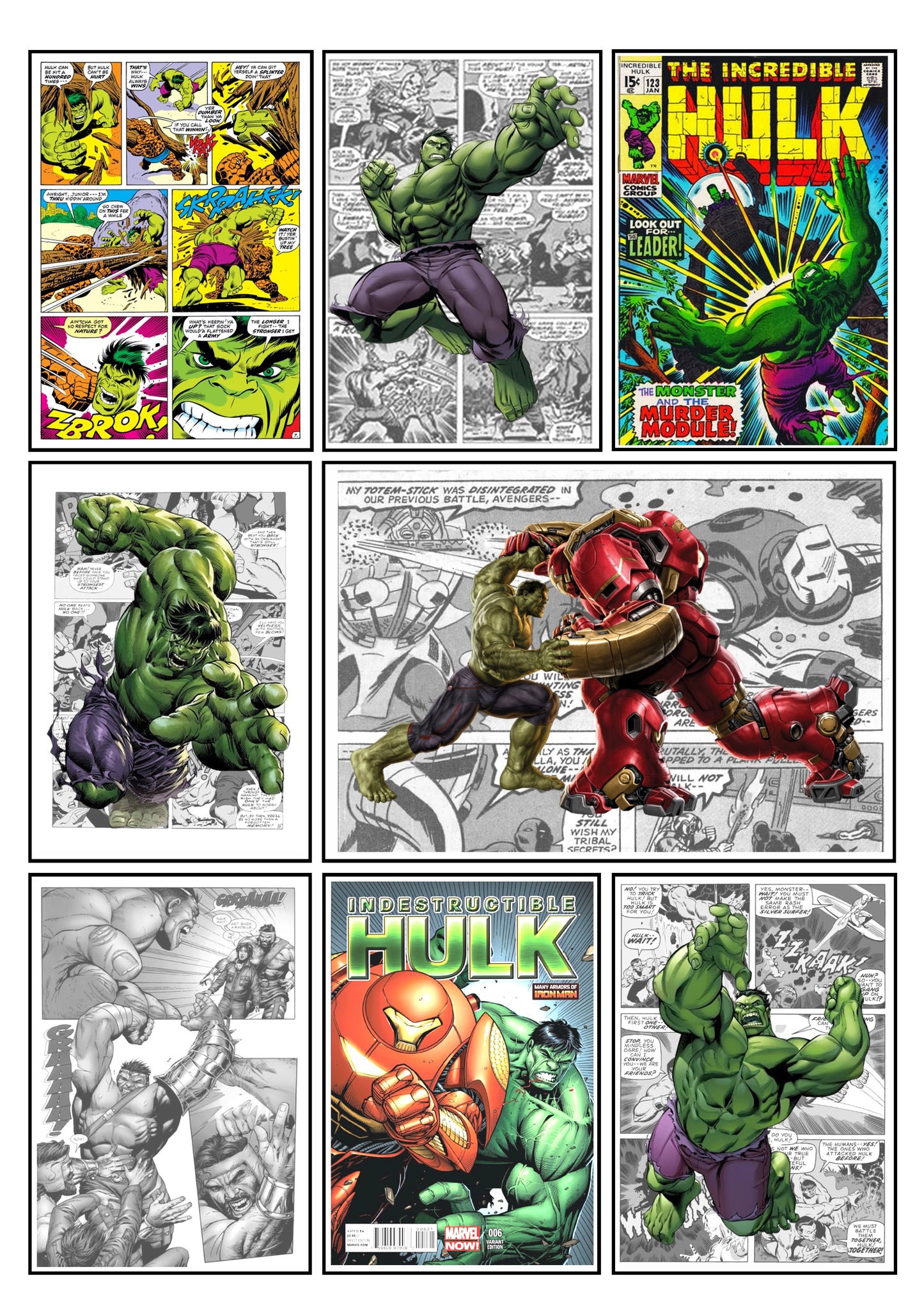 Marvel Hulk Comic Strip Set of 4 Prints Art Work