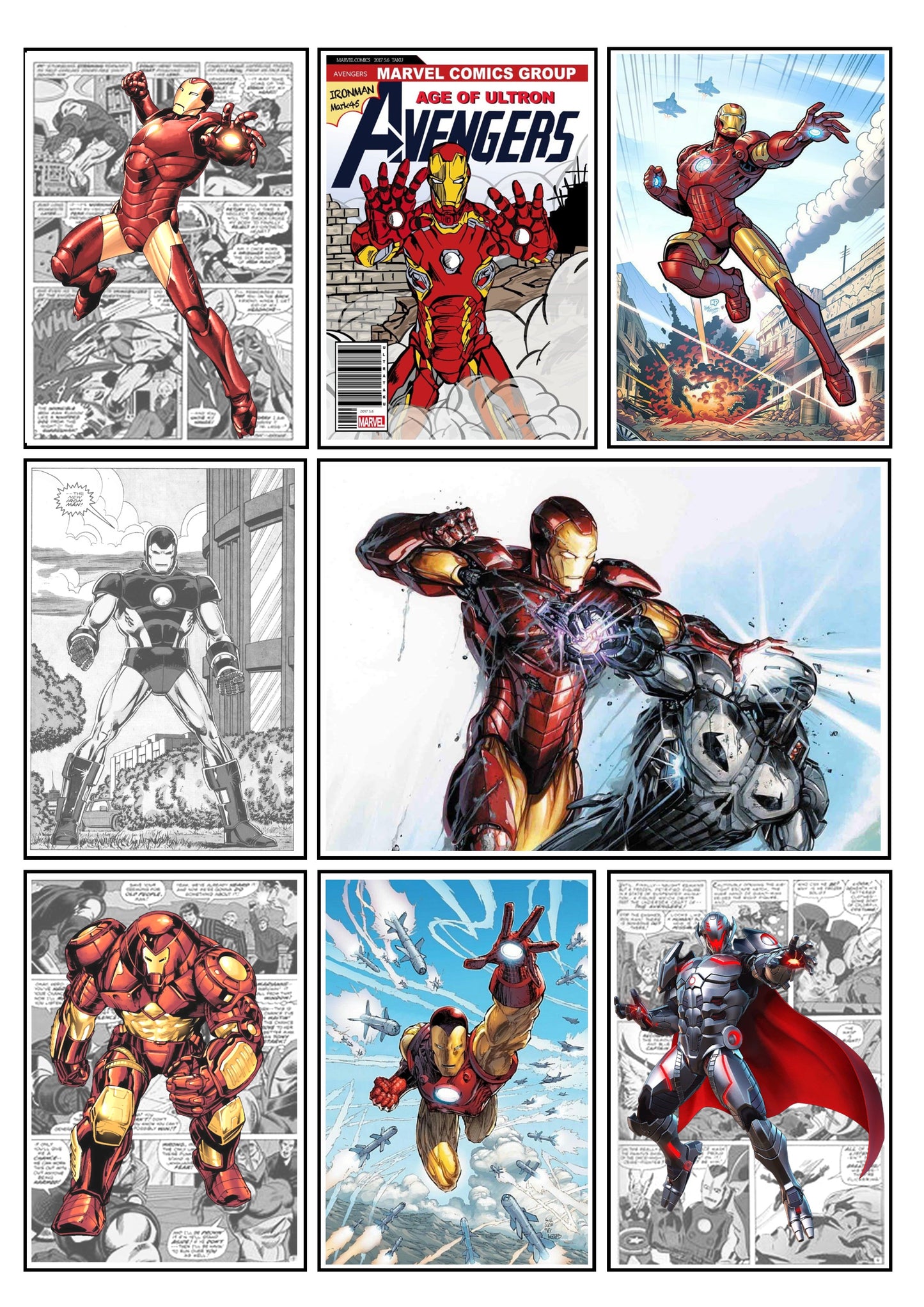 Marvel Iron Man Comic Strip Set of 4 Prints Art Work