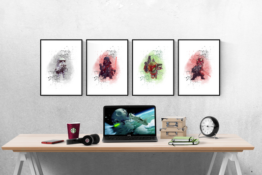 Star Wars Dark Side Watercolour Splash Set of 4 Prints Wall Art