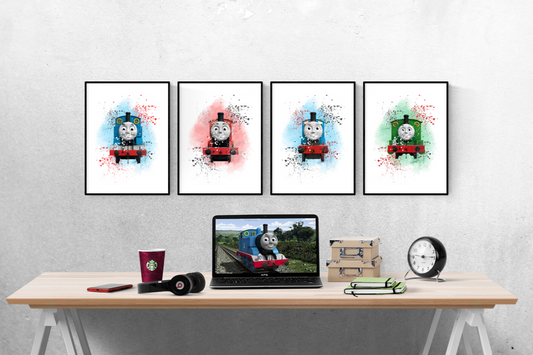 Thomas The Tank Engine Watercolour Splash Set of 4 Prints Wall Art