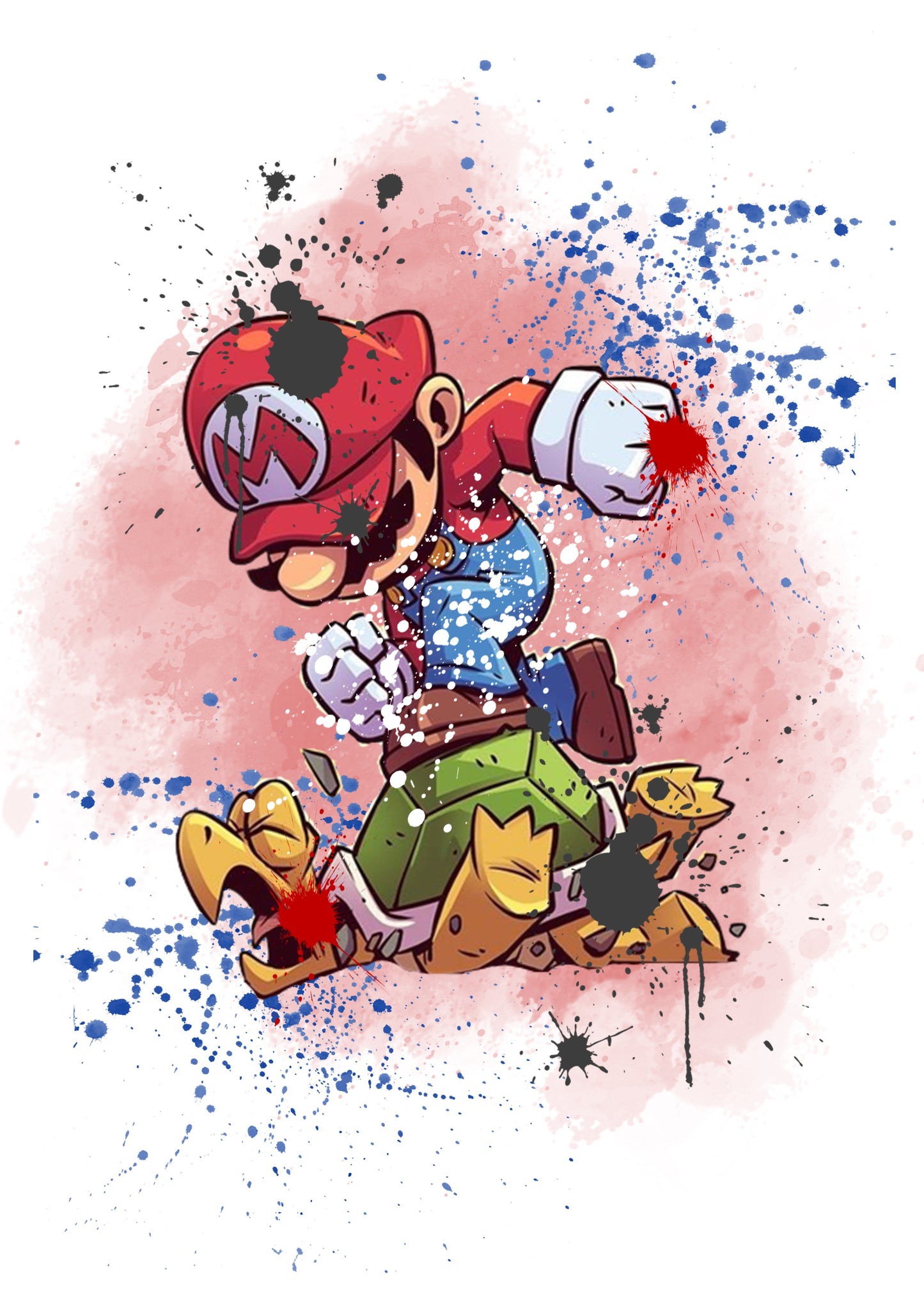 Super Mario Watercolour Splash Set of 4 Prints Wall Art