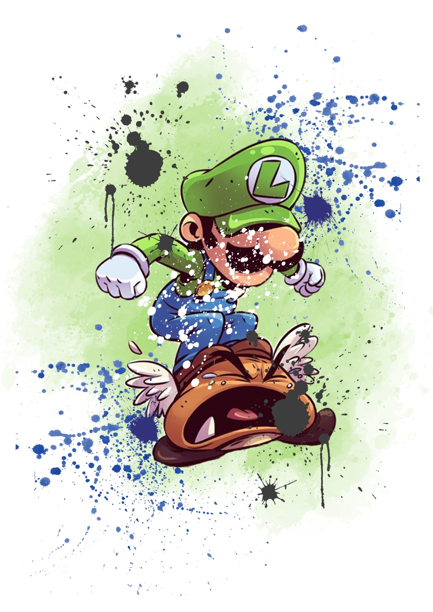 Super Mario Watercolour Splash Set of 4 Prints Wall Art