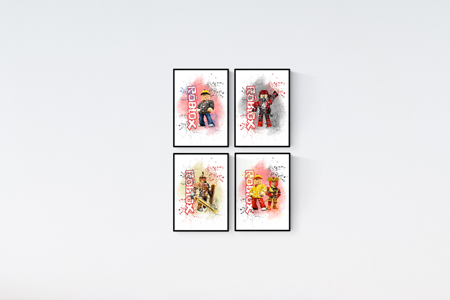 Roblox Character Watercolour Splash Set of 4 Prints Wall Art