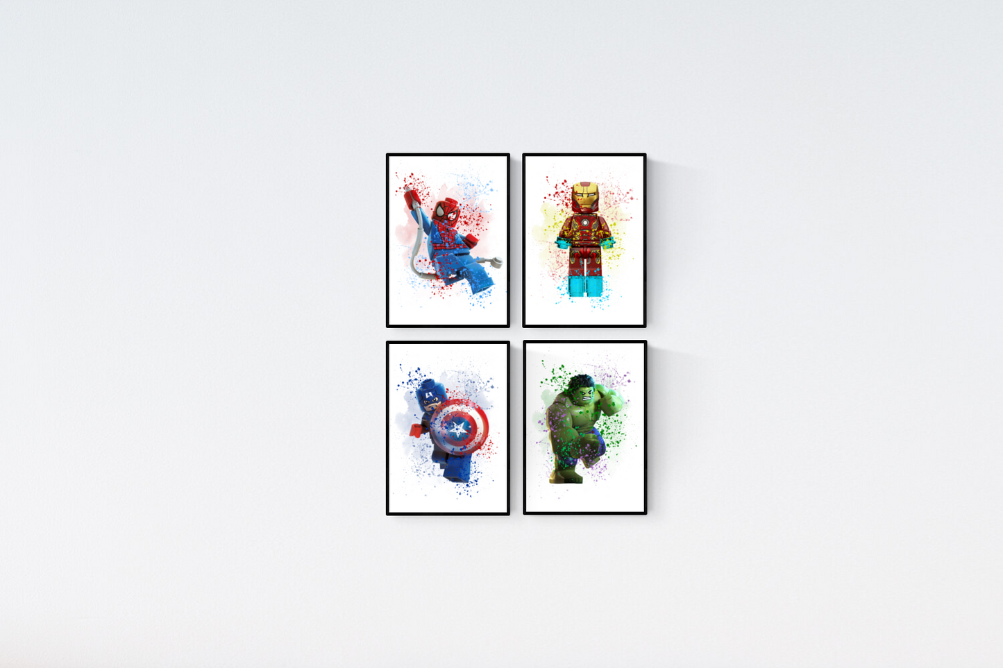 Marvel Lego Watercolour Splash Set of 4 Prints Wall Art