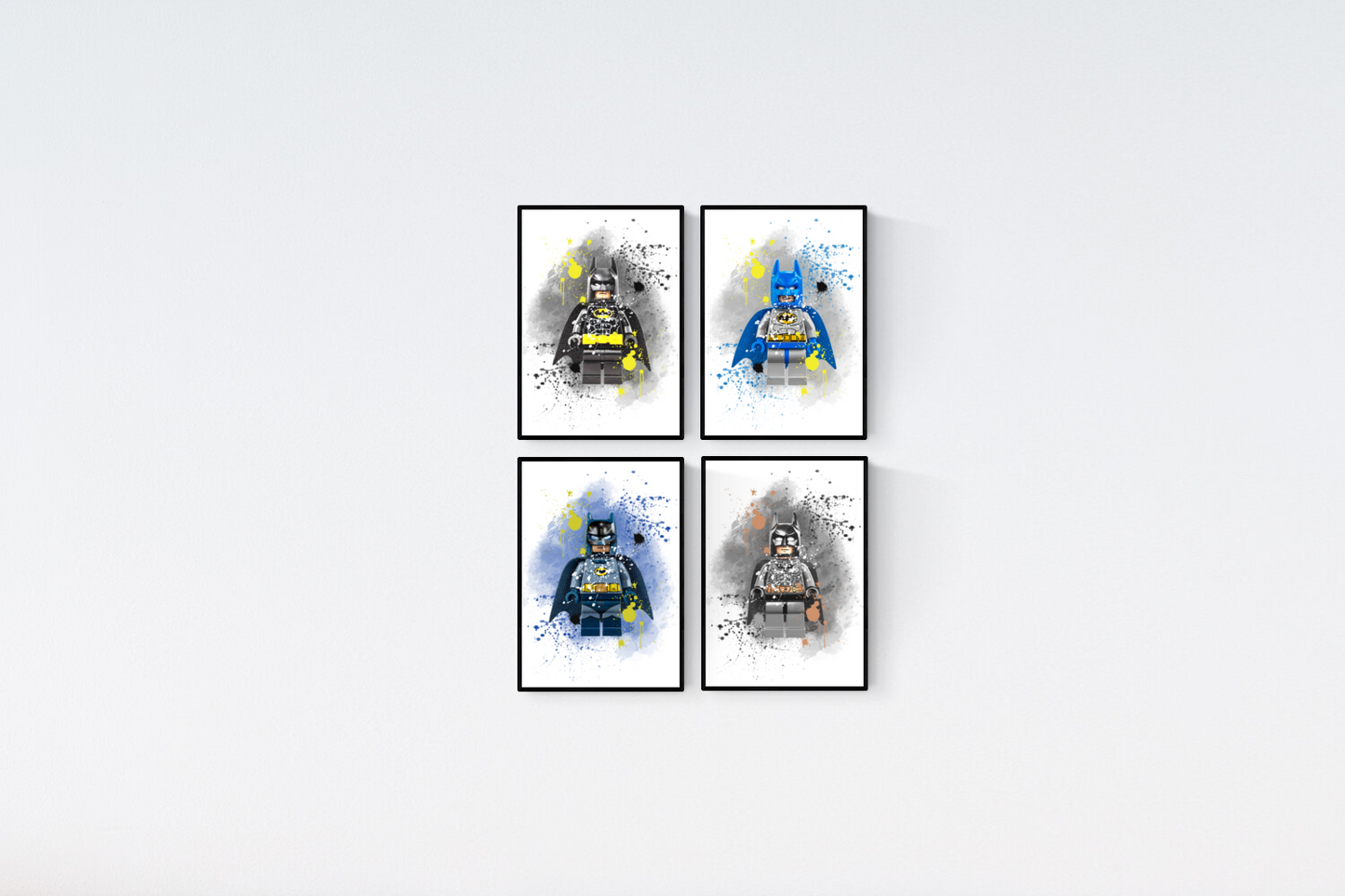 DC Comics Lego Batman Watercolour Set of 4 Prints Wall Art