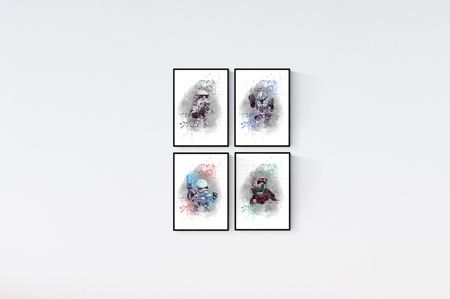 Star Wars Stormtrooper Watercolour Splash Set of 4 Prints Wall Art