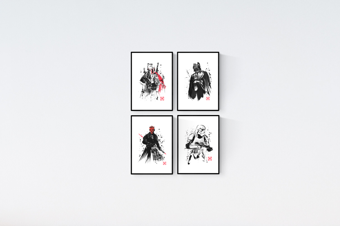 Star Wars Dark Side Watercolour Set of 4 Prints Wall Art