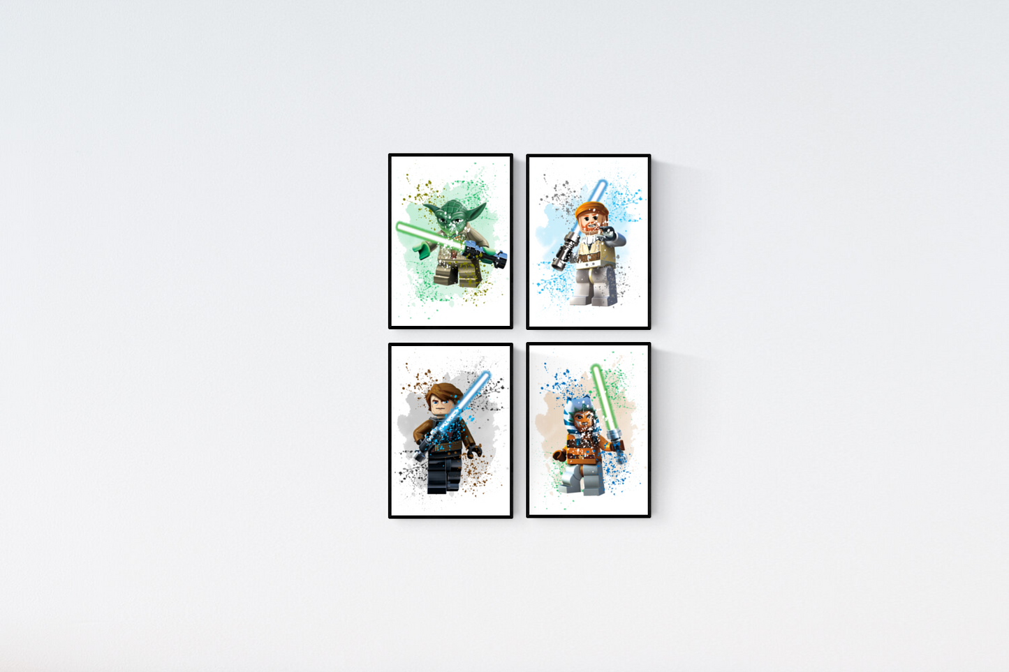 Star Wars Lego Jedi Watercolour Set of 4 Prints Wall Art