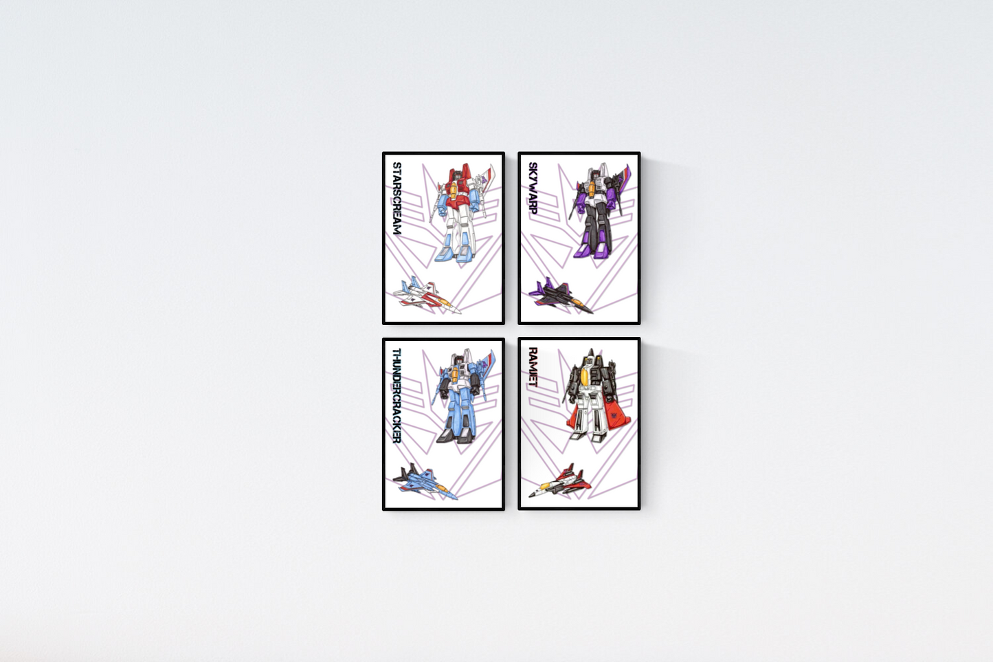 Transformers Movie Decepticon Plane Characters Set of 4 Prints Wall Art