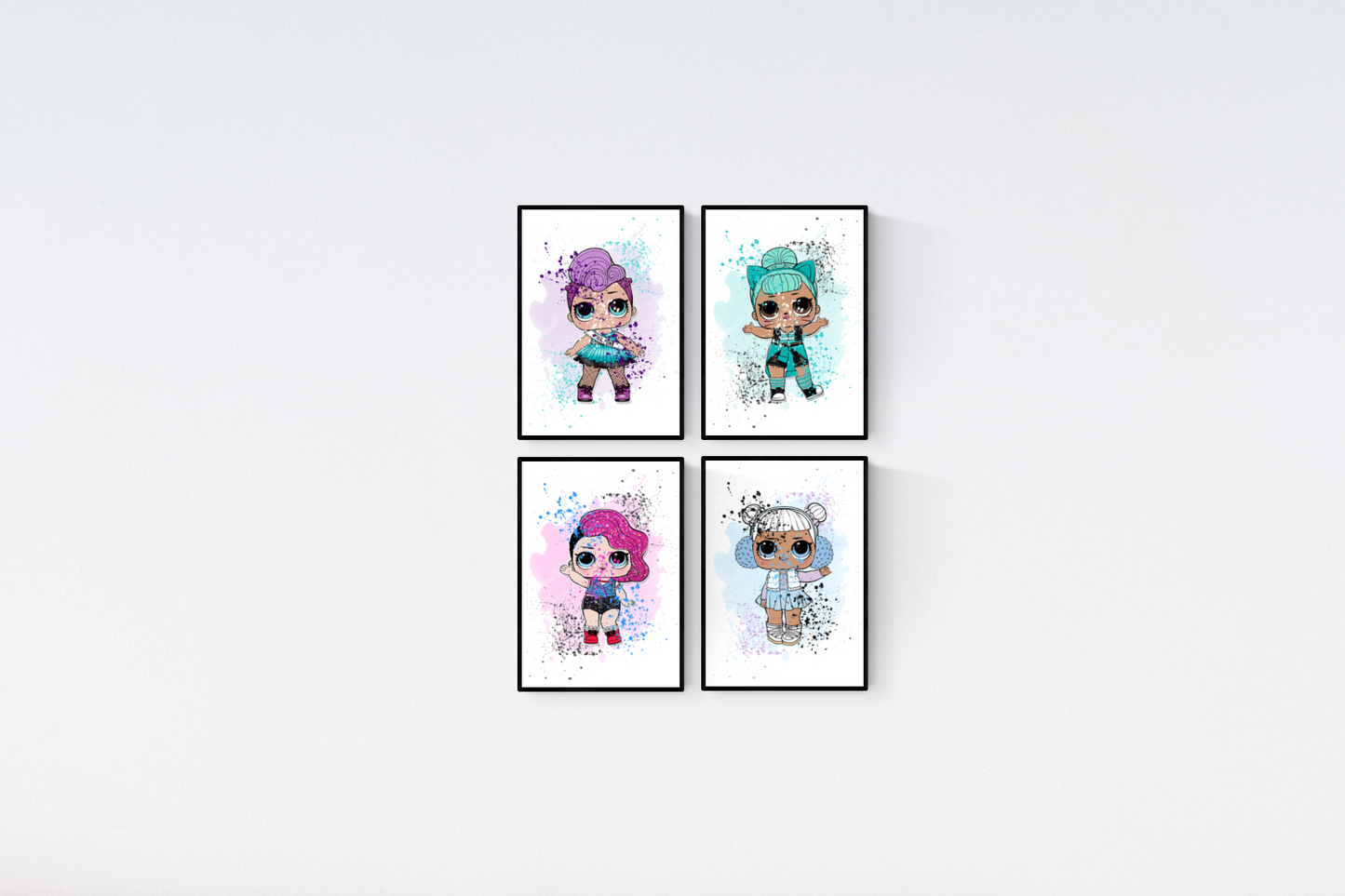 LOL Dolls Watercolour Splash Set of 4 Prints Wall Art