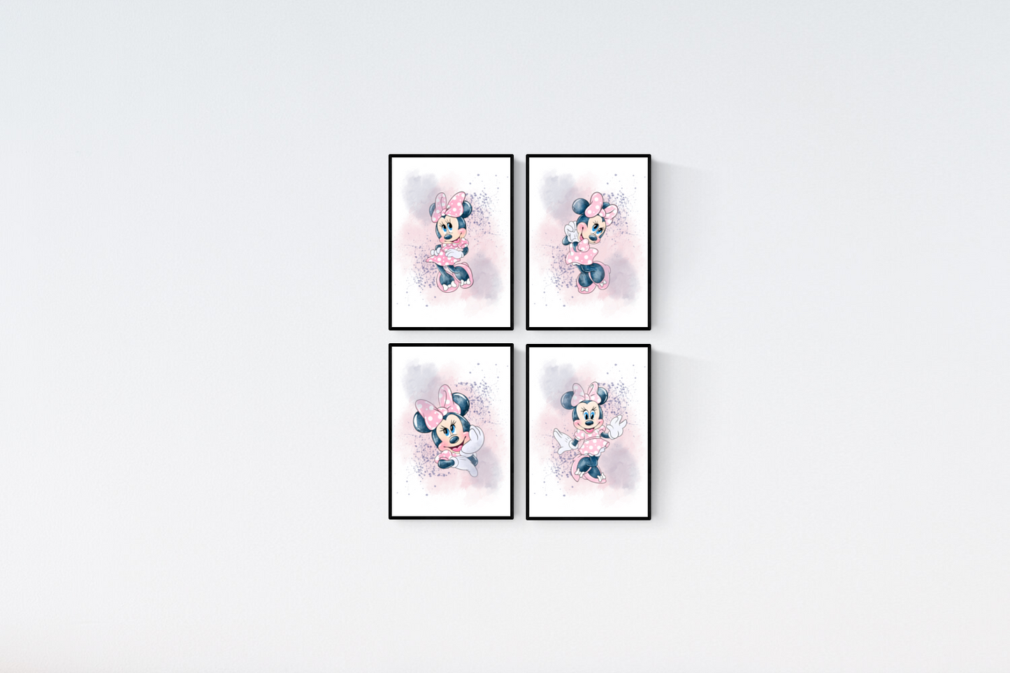 Disney Minnie Mouse Watercolour Set of 4 Prints Wall Art