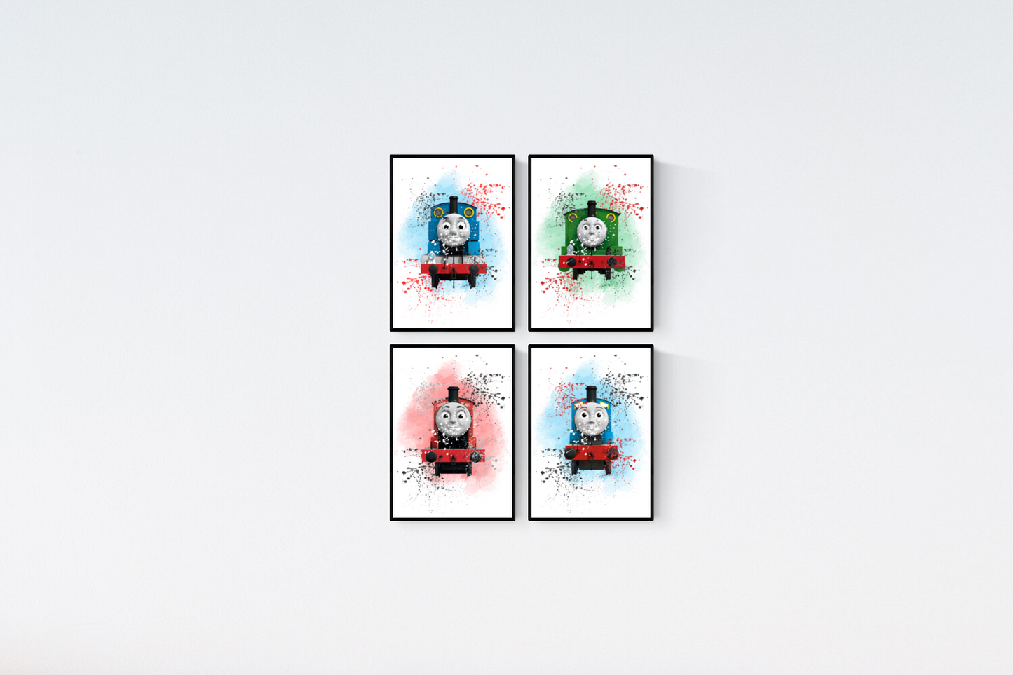 Thomas The Tank Engine Watercolour Splash Set of 4 Prints Wall Art