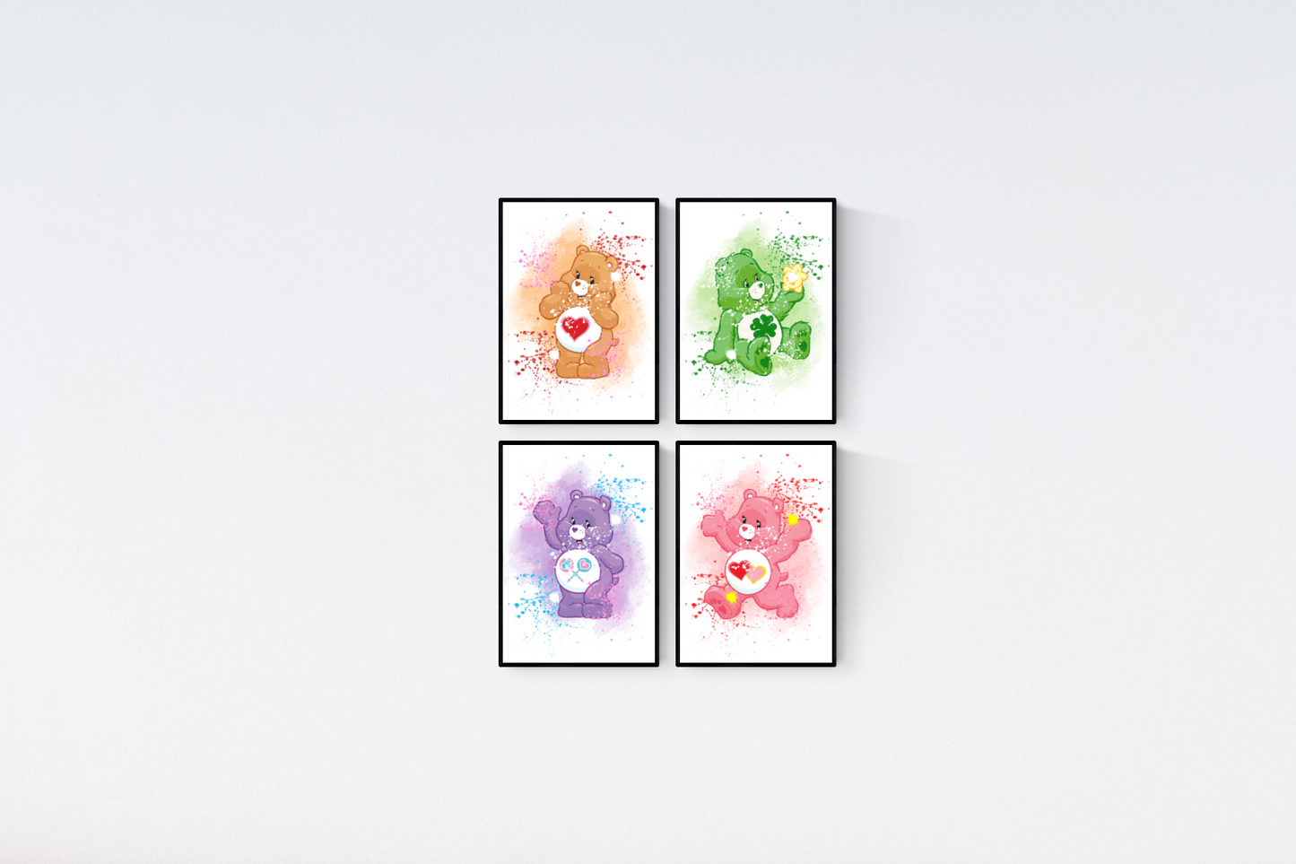 Care Bears Watercolour Splash Set of 4 Prints Wall Art