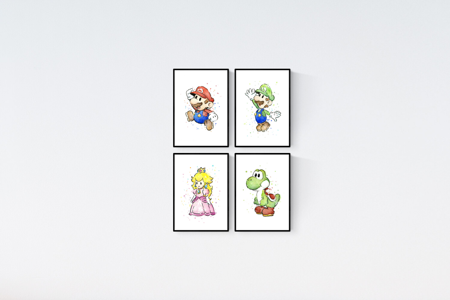 Super Mario Watercolour Set of 4 Prints Wall Art