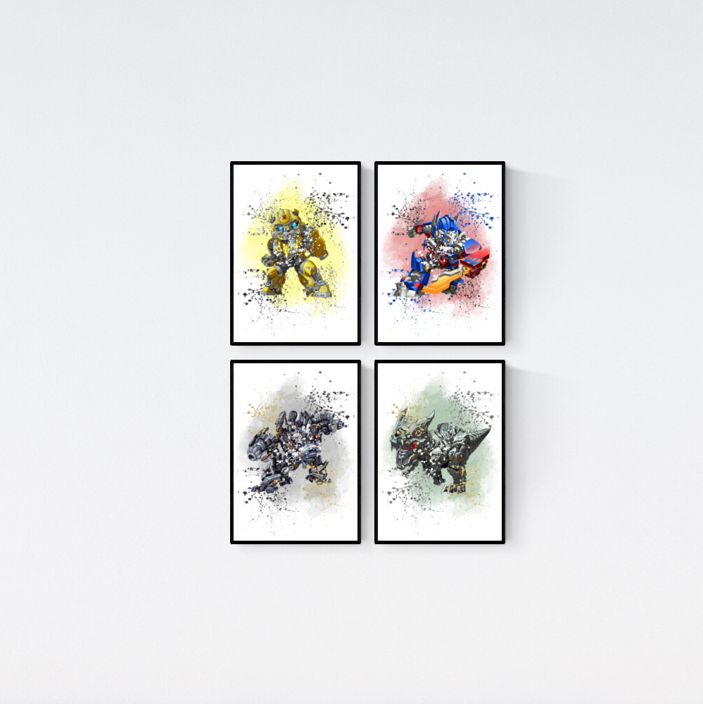 Transformers Autobot Watercolour Splash Set of 4 Prints Wall Art