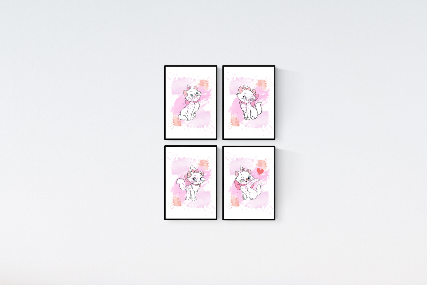 Disney Marie Watercolour Set of 4 Prints Wall Art