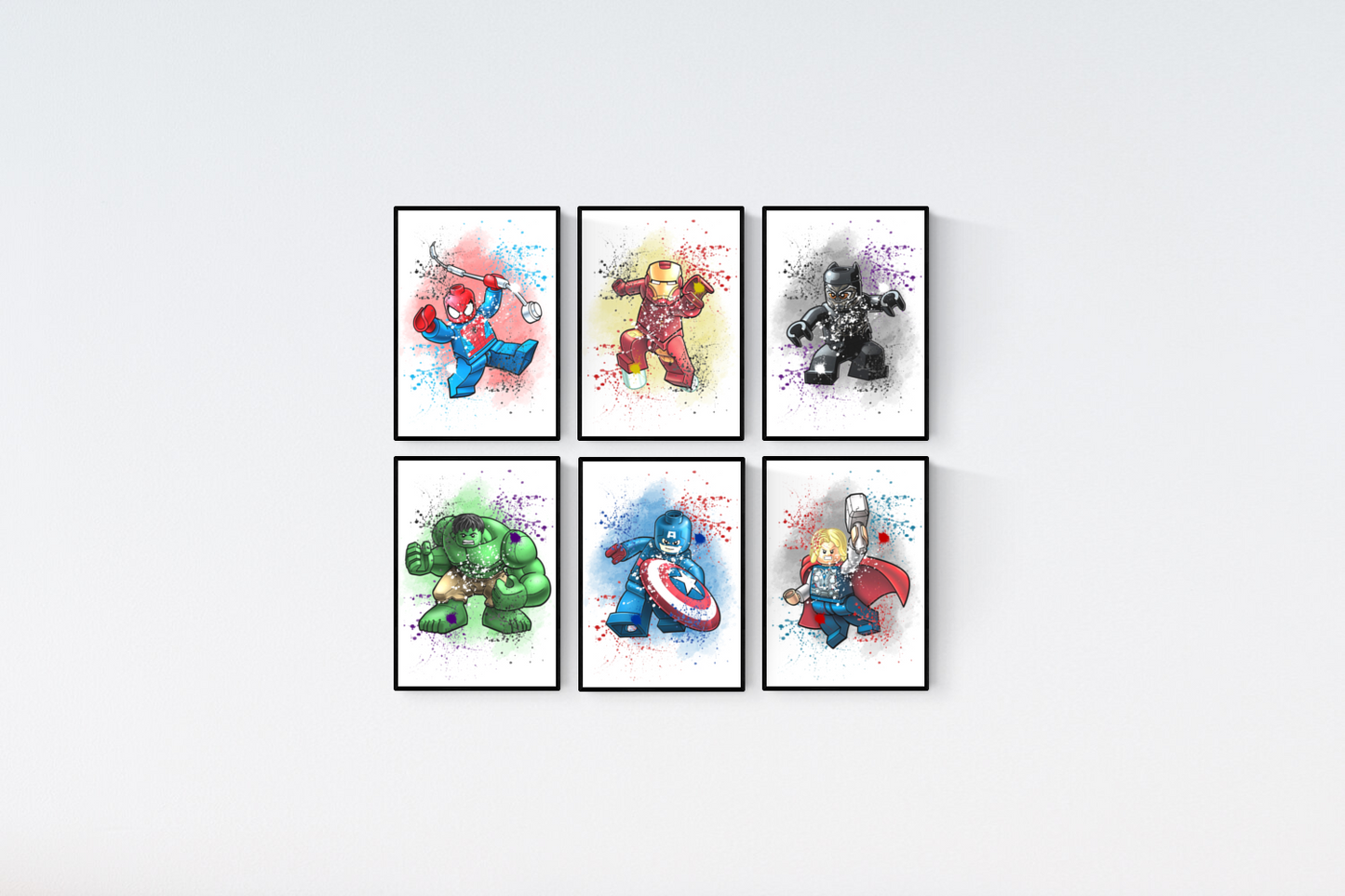 Marvel Lego Watercolour Splash Set of 6 Prints Wall Art