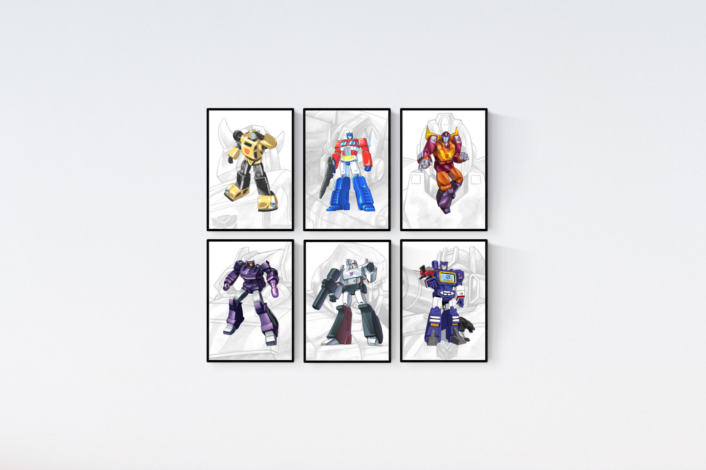 Transformers Character Set of 6 Prints Wall Art