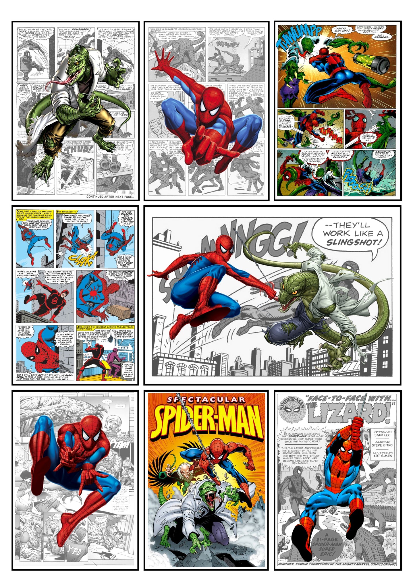 Marvel Spiderman Comic Strip Set of 4 Prints Art Work