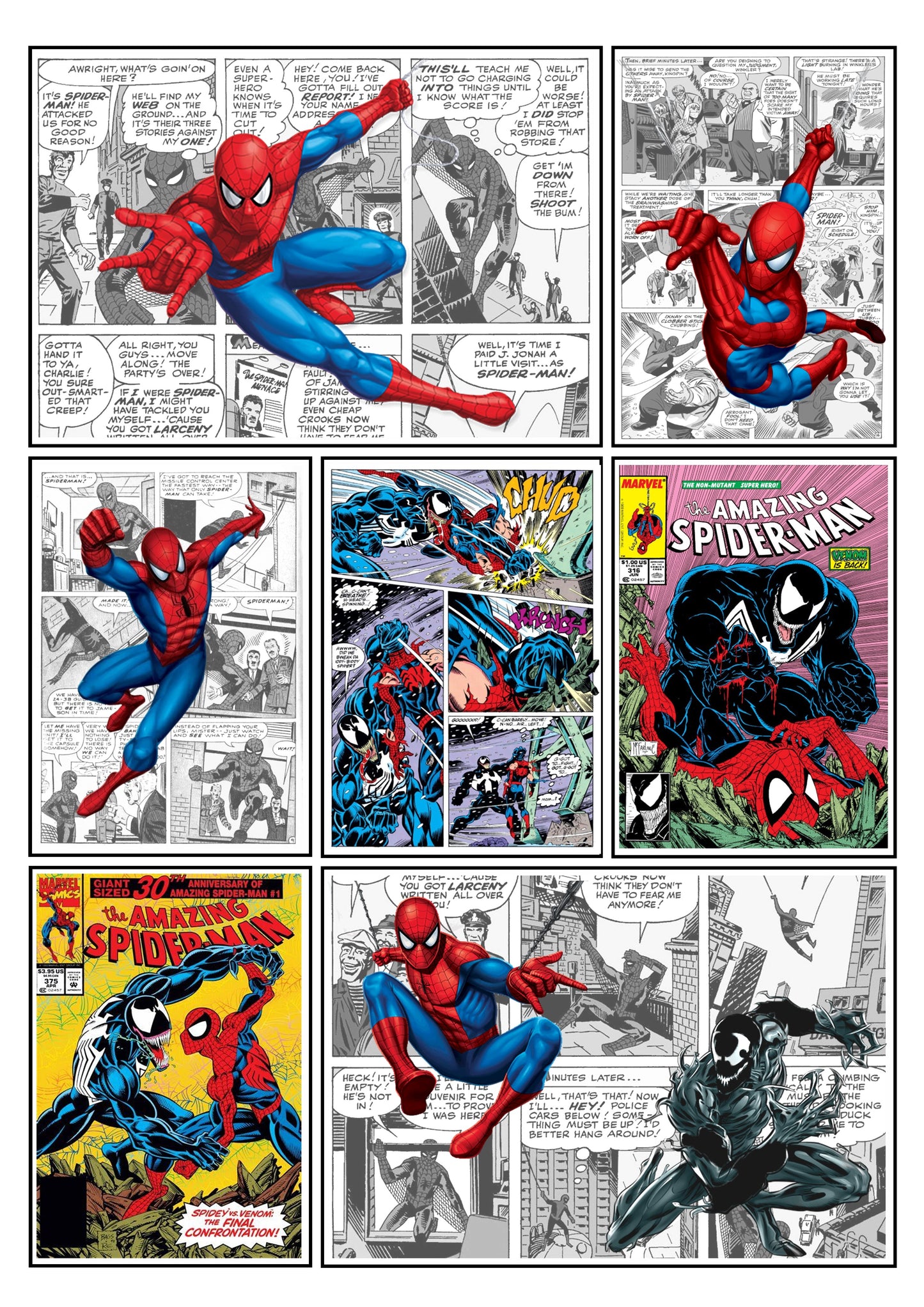 Marvel Spiderman Comic Strip Set of 4 Prints Art Work