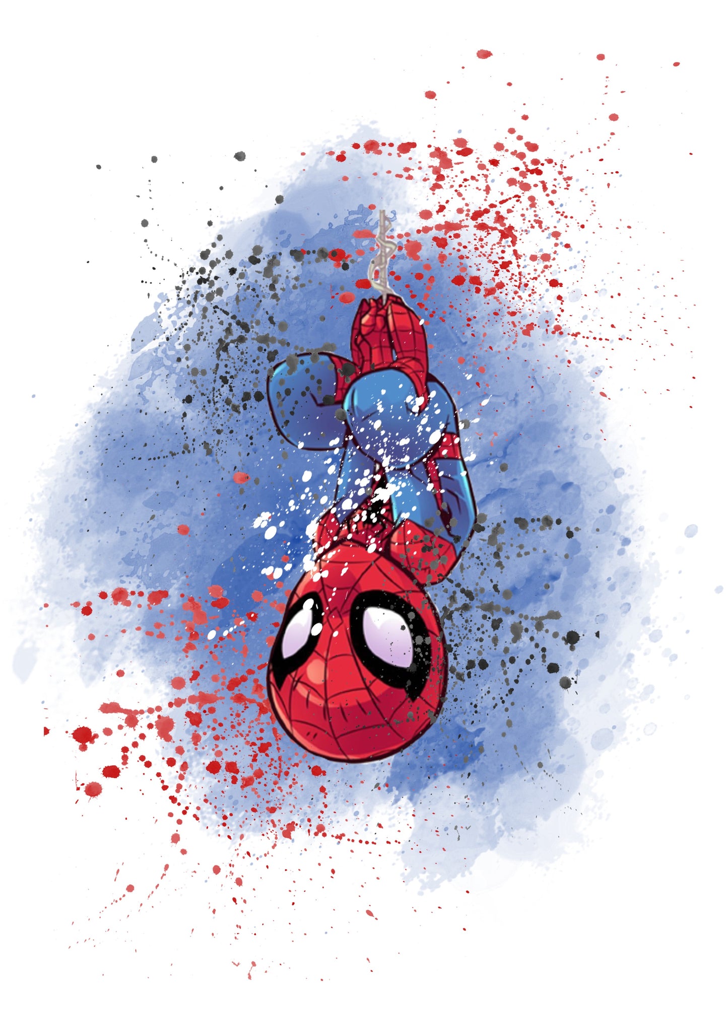 Marvel Spiderman Spider Verse Watercolour Splash Set of 4 Prints Wall Art