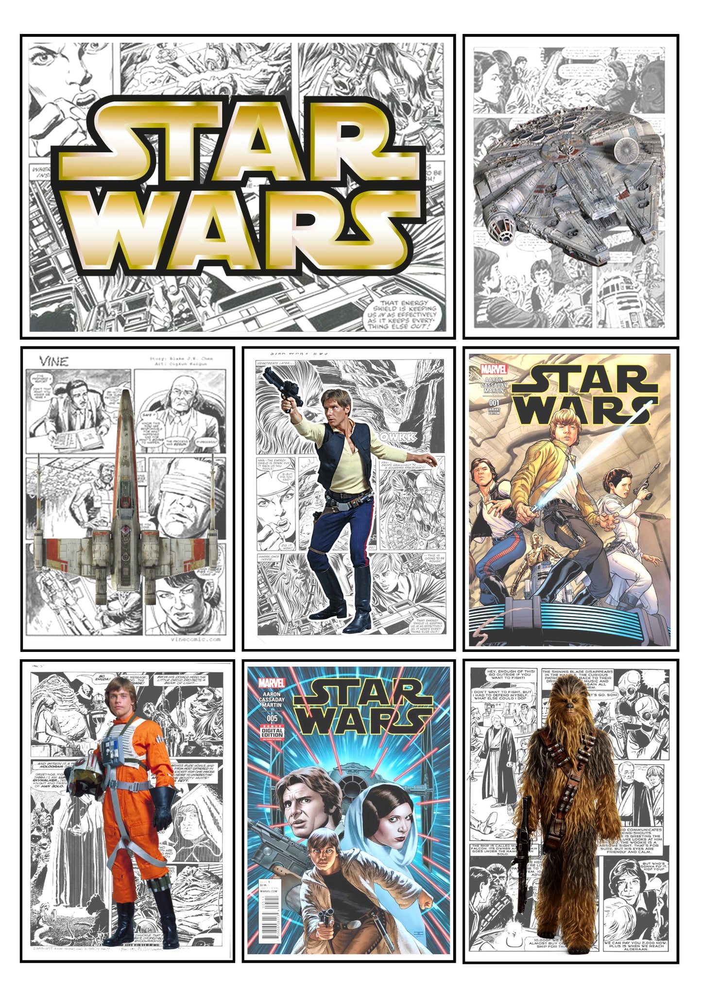 Star Wars Comic Page Style Set of 4 Prints Wall Art