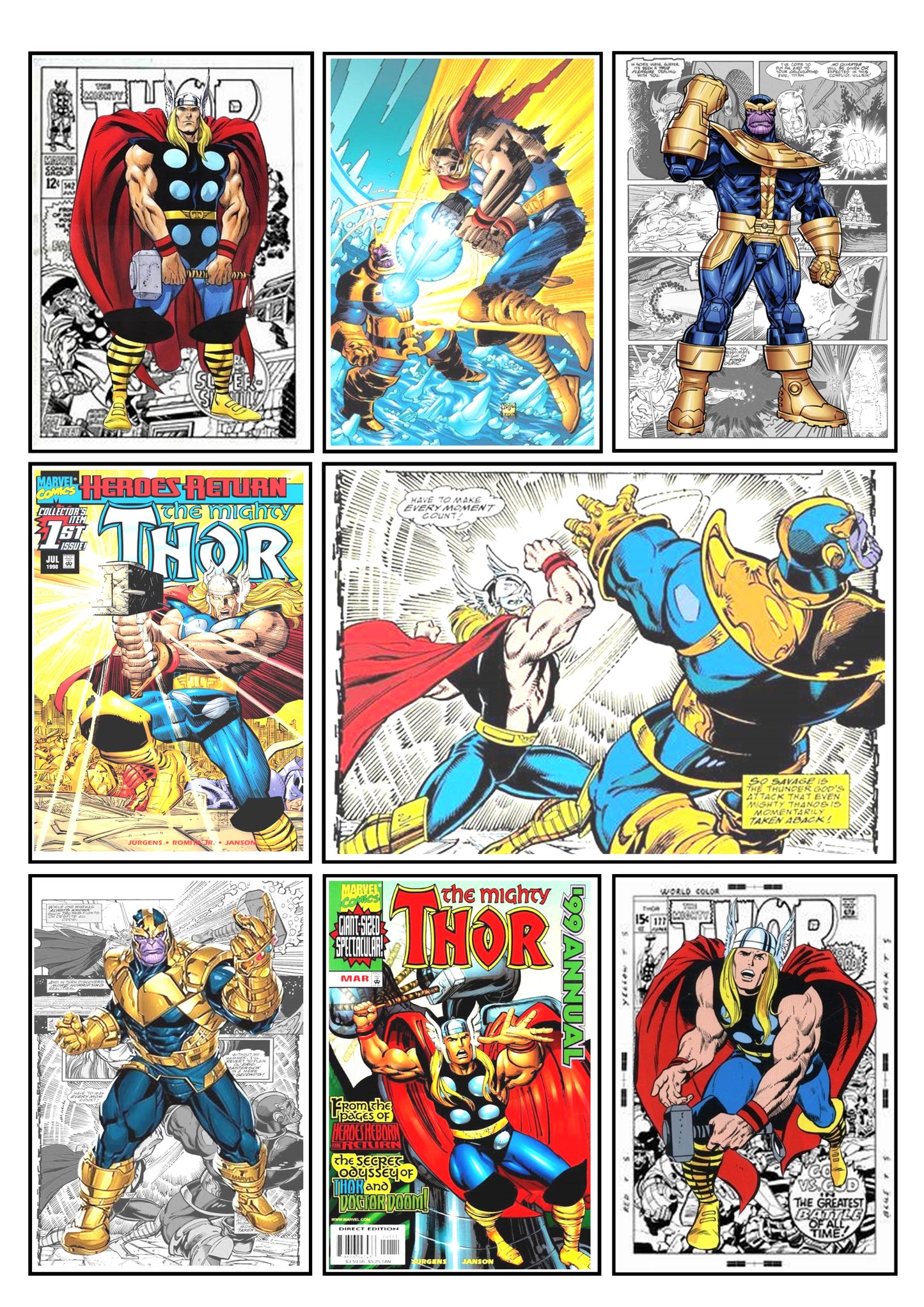 Marvel Thor Comic Strip Set of 4 Prints Art Work