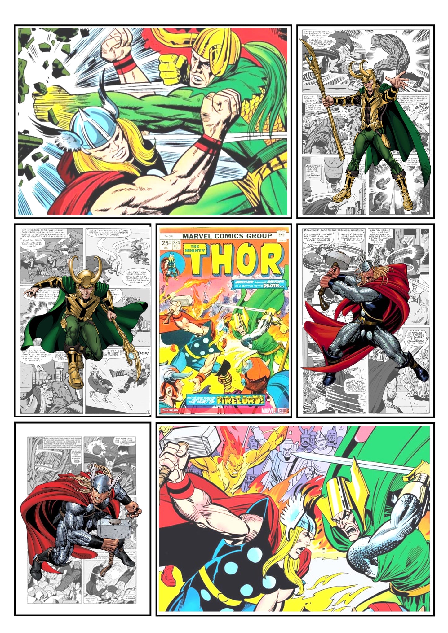 Marvel Thor Comic Strip Set of 4 Prints Art Work