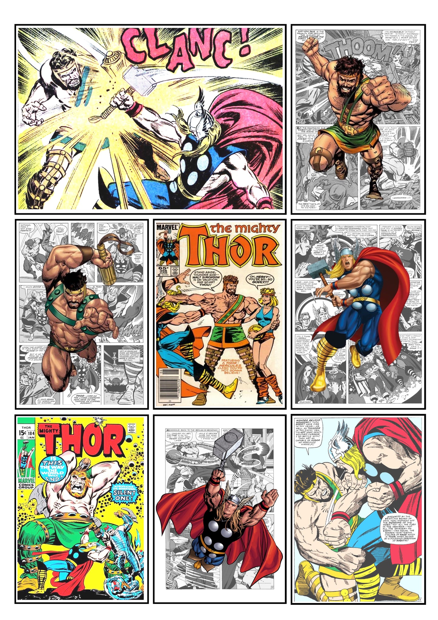 Marvel Thor Comic Strip Set of 4 Prints Art Work