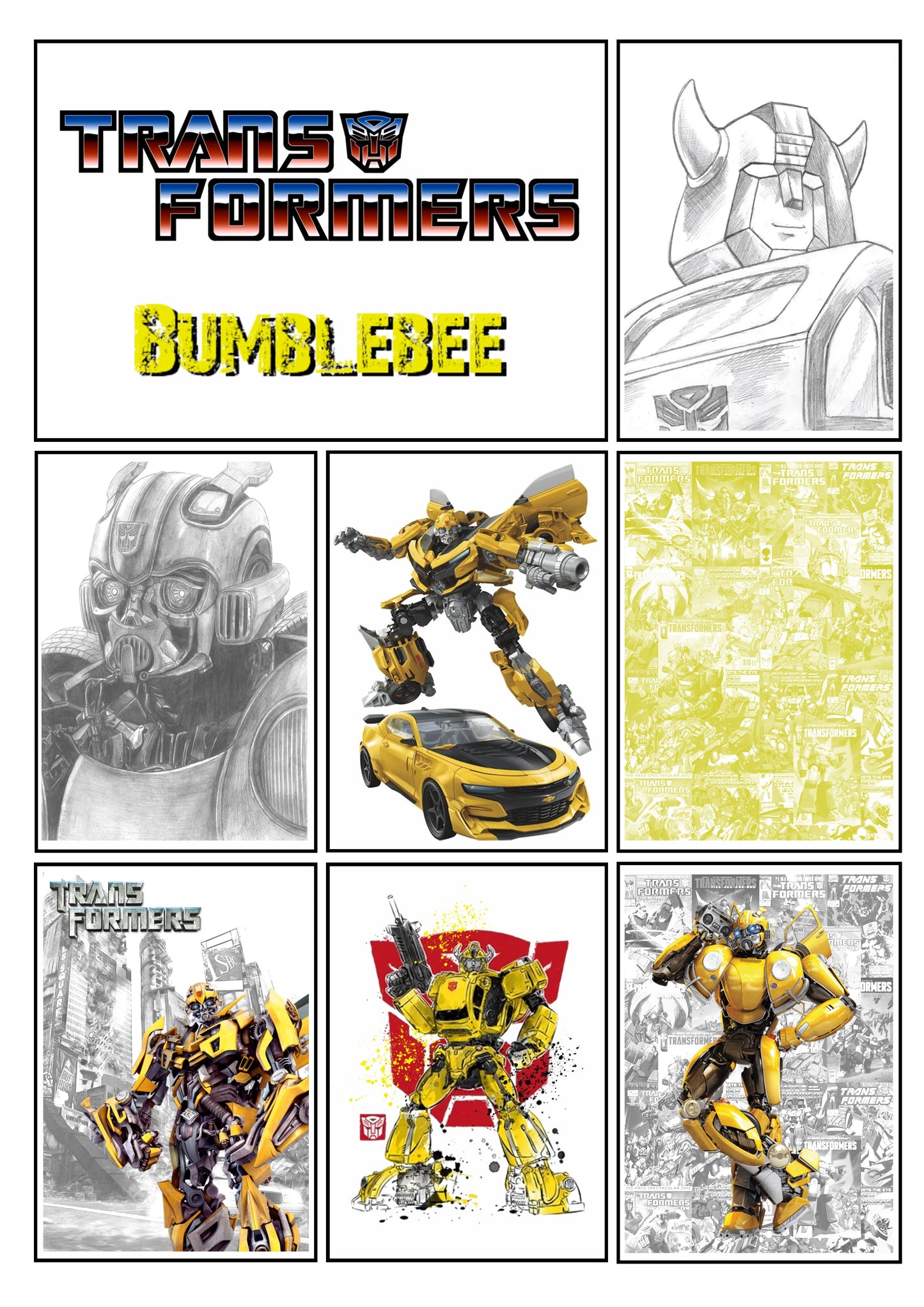 Transformers Character Comic Style Set of 4 Prints Wall Art