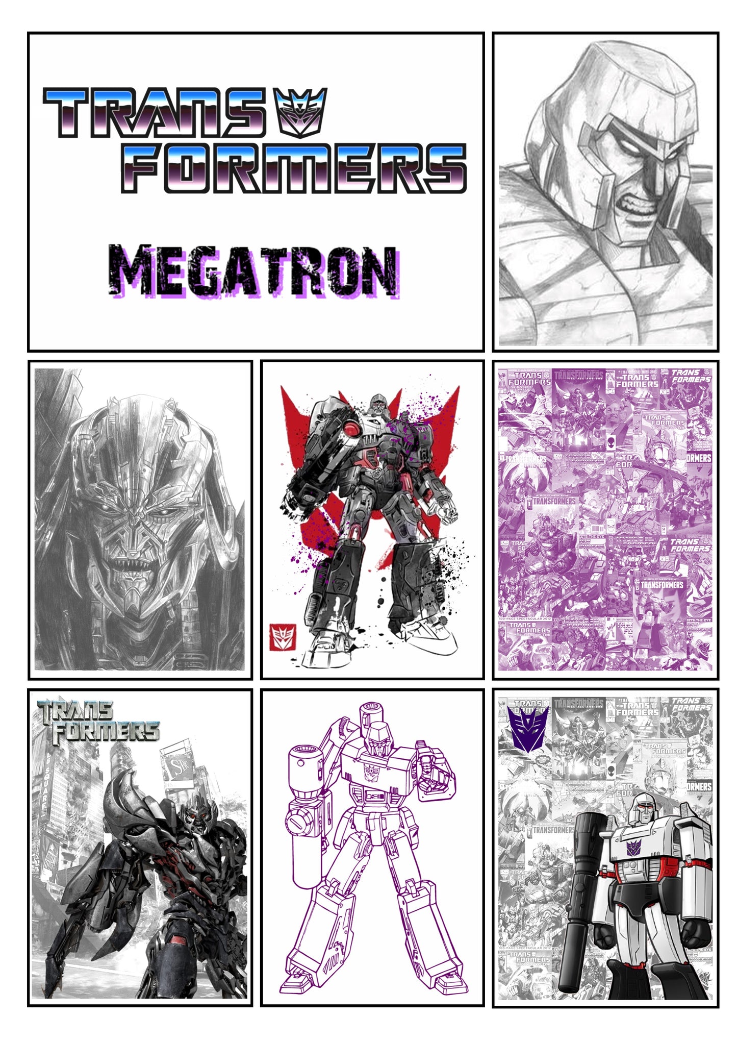 Transformers Character Comic Style Set of 4 Prints Wall Art