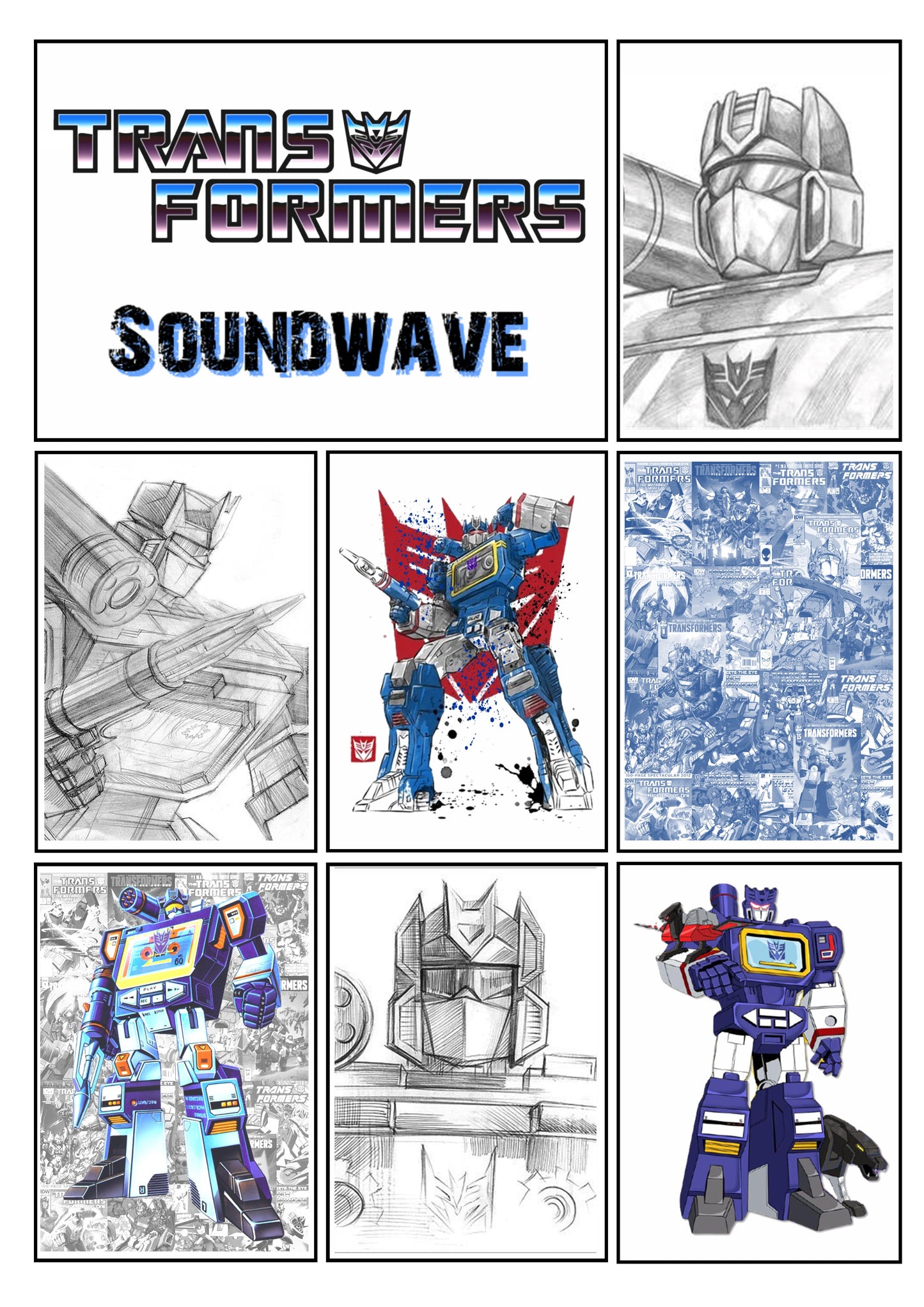 Transformers Character Comic Style Set of 4 Prints Wall Art